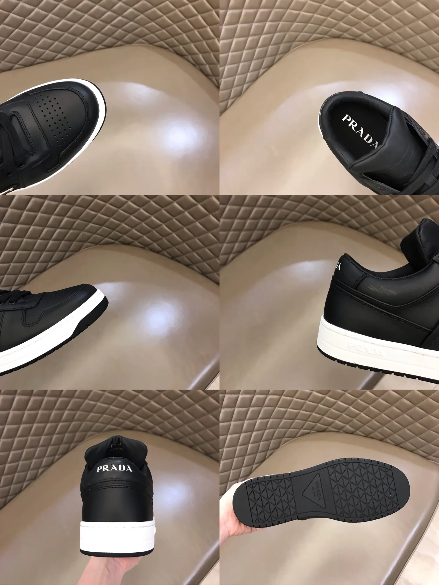 P380 Yuan 38-45 Prada Prada’s new men’s leather sports shoes, the highest version on the market, any comparison is welcome🆚! The original leather has excellent texture and is super high-end! Fetal sheep net lining imported from Italy, removable pad! Luxurious materials and fine workmanship, highly recommended!